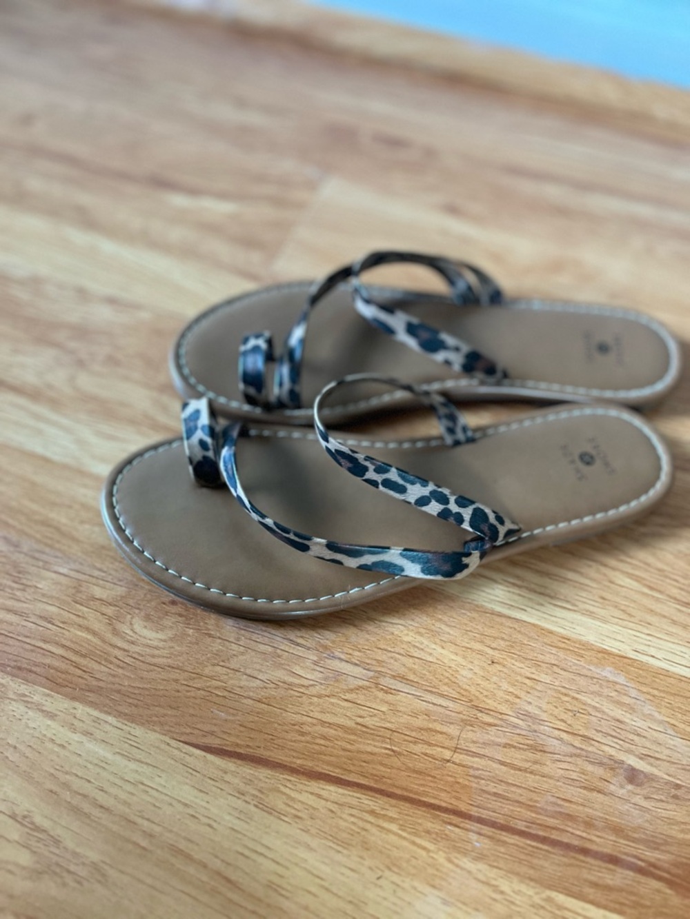 Woven Leopard Print Strap Sandal - Women's Tan Footbed - Picture 3 of 3